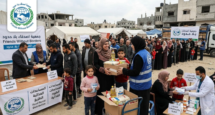 رابط التسجيل للاستفادة من المساعدات النقدية والغذائية والصحية لدى جمعية اصدقاء بلا حدود