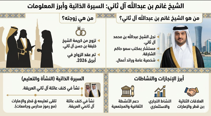 من هو الشيخ غانم بن عبدالله ال ثاني ومن هي وجته السيرة الذاتية وابرز المعلومات