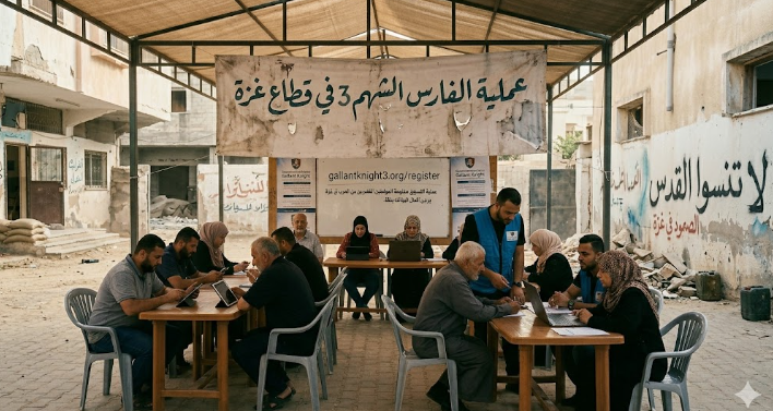رابط التسجيل وتحديث البيانات للحصول على مساعدات الفارس الشهم 3 في قطاع غزة