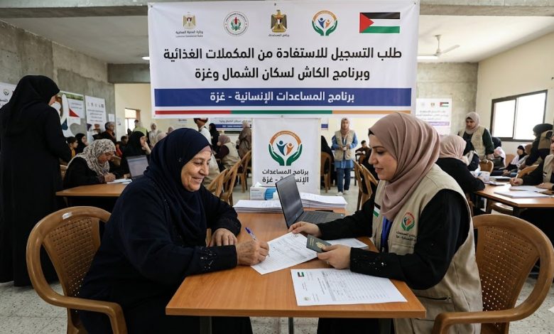 طلب التسجيل للاستفادة من المكملات الغذائية وبرنامج الكاش لسكان الشمال وغزة